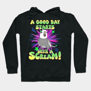 A good day start with a scream! Grey Cockatiel Hoodie